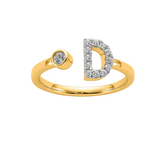 9K YG 0.18ct F VS LGD INITIAL "D" RING